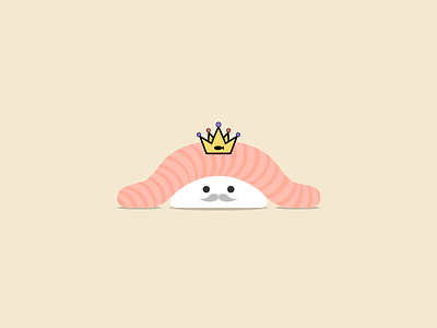 King of Sushi crown icon illustration king mustache sashimi sushi tuna