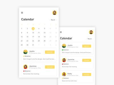 Daily exercise calendar design ui