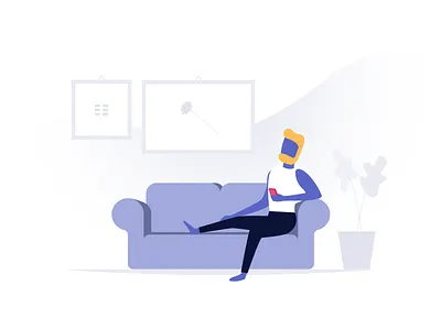 Relax at home character design couch home illustration man netflix relax smartphone sofa tv watching