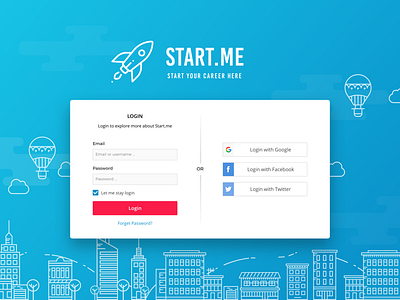 Login Page - Start.me desktop login register shot uidesign userinterface website