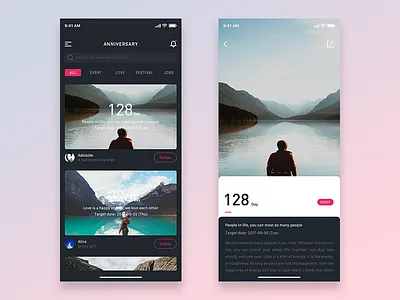 Anniversary app concept design app，ui