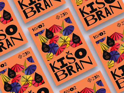 Party poster for the Kišobran crew 2d illustration drugstore flyer graphic design illustration party poster umbrella