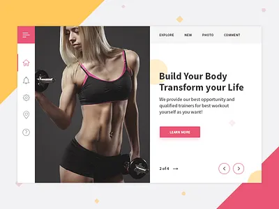 Gym Landing Page Concept body clean color exercise girl gym homepage landing page ui ux web