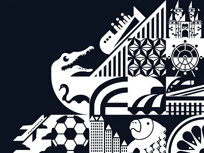 Orlando animals branding disney flat geometric orlando vector