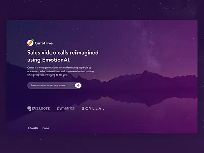 Splash Page ai carrot email emotion emotionai live mountains prelaunch recognition sales splash video