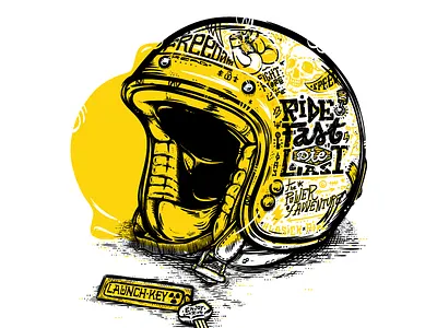 YELLOW HELMET font hadwritten helmet illustration key typo typography vector yellow