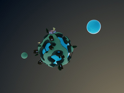 Planet Mountain 3d blender low poly planet