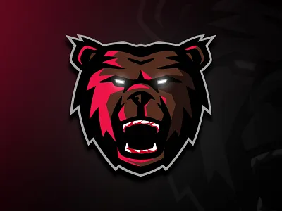 Bear Logo, available bear black bold grey grizzly mascot masculine red sport sportslogo