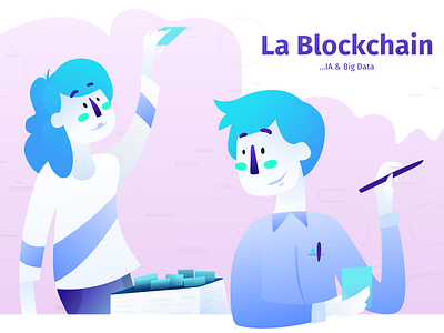 La Blockchain — Hero Illustration ai blockchain blog character gradient hero illo illustration sketch