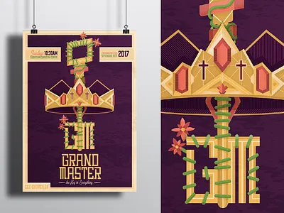 Grand Master art church design flat illustration lettering logo type typography vector