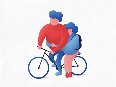 Couple Ride bicycle bike couple hug illustration lovers ride texture
