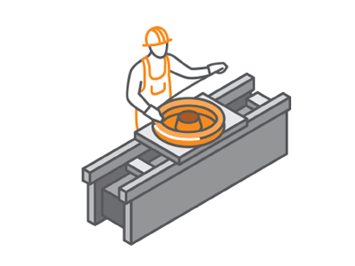 Wheels jam character disco evraz icon illustration isometric manufacture stroke wheel worker