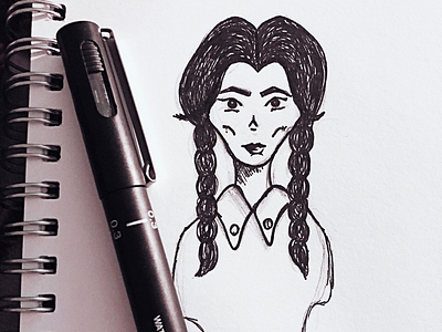 Wednesday Addams drawing fine liner graphics illustration