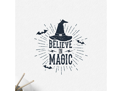 Believe in Magic badge black design drawn grunge halloween hand holiday magic vintage