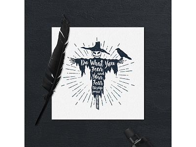 Scarecrow badge black design drawn grunge halloween hand holiday magic vintage