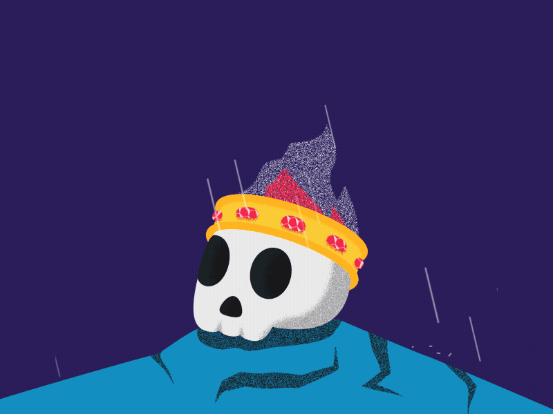 Skull Rain Fire aftereffects animation behance crown cycle fire gif grain illustration loop rain