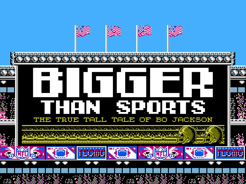 Tecmo Bowl Scoreboard 1989 8 bit animation bo jackson football gif nes nintendo sports stadium tecmo bowl