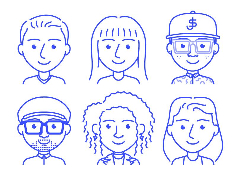 Blackbox Team avatar da ba dee da ba di illustration outline portraits vector were blue