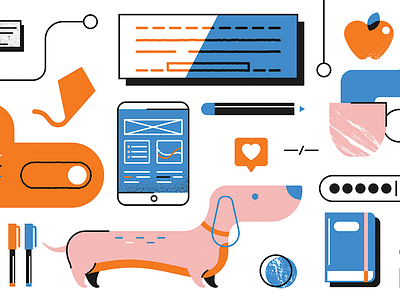 Dogs and code code dev dog illustration ui vector