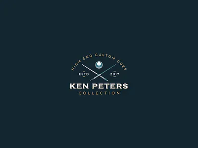 Ken Peters billiard branding cues custom flat icon illustration logo typography