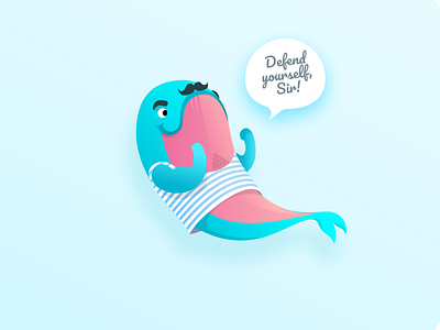 Sir Whale character illustration illustrator postcard vector whale