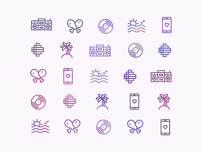 Album Artwork Icon Set charlie curtis beard cosmic icon icons line linecons purple rough set textured