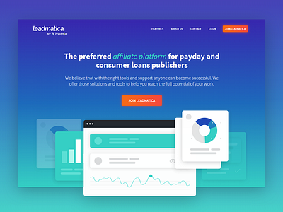 Leadmatica - affiliate platform landing page design gradient landing page ui ux web web design webdesign