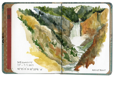 Lower Falls, Yellowstone National Park field sketch national park watercolor yellowstone