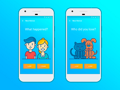 Pet Finder android app cat design dog gradient illustration material mobile pet ui ux