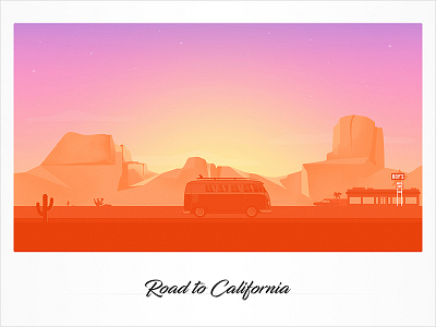 Road to California california game illustration mobile road 66