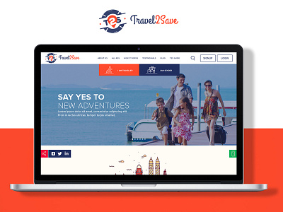 Travel 2 Save landing page photoshop ui ux website