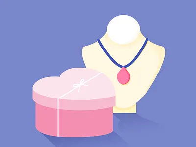 Gift For Her box gift graphics heart illustration necklace present ribbon