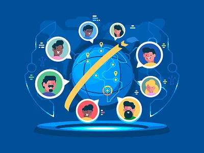 Global Communication character communication earth flat global illustration internet kit8 network people vector worldwide