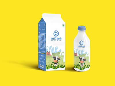MILMA NATURALS (Packaging & Illustration) cow fresh illustration linedrawing milk milma naturals packaging tetrapak