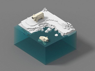 Bears 3d isometric magicavoxel voxel