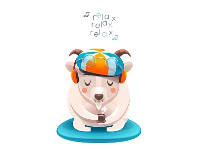 Relaxing Goat cartoon character creature design goat vector