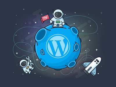 WP planet astronaut development icon illustration outline planet science shuttle space wordpress