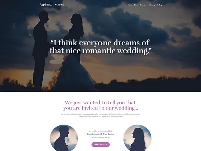 Wedding one pager design coming soon. appstrap bootstrap bootstrap 4 one pager wedding