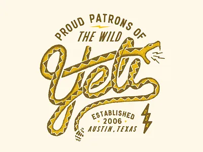 YETI snake animal badge grunge lettering snake texture type wild yeti