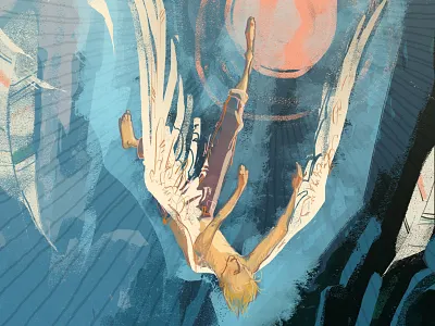 Icarus - illustration by Kate Chesterton falling flying greek icarus illustration illustrator man myth mythology story wings