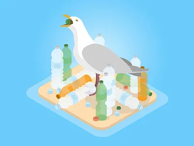 Plastic Life bird isometric plastic vector vector illustration vectorart