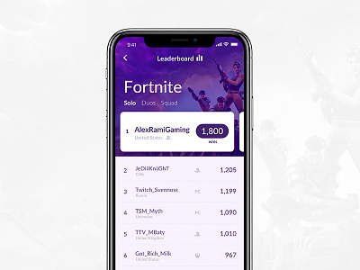 Daily UI #19: Leaderboard daily ui dailyui fortnite leaderboard