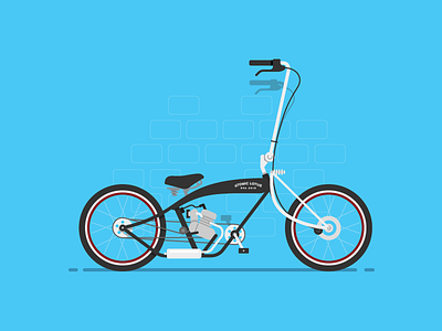 My Ride is Here bicycle bike blue chopper cruiser cyclist flat motorcycle wheel