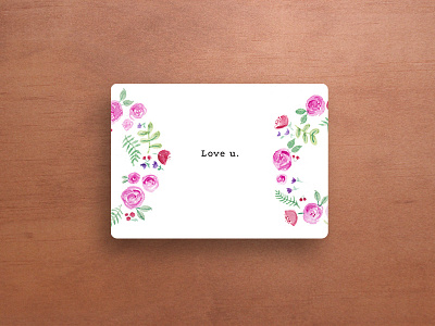 Love u. be mine flowers love valentine valentines day watercolor