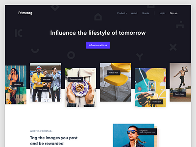 Primetag Website desktop gallery hero landing purple significa ui