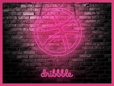 Hello Dribbble bar brick debut neon pink