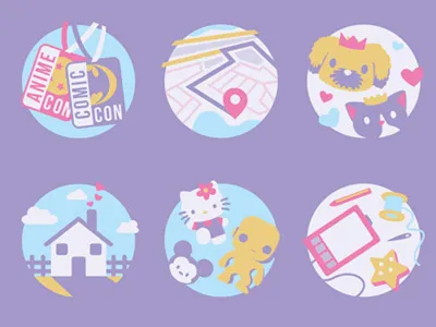 Set of Icons for IG Stories icons illustration pastel vector