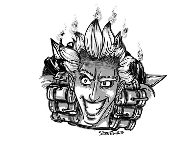Junkrat doodle drawing fanart illustration junkrat overwatch silentiger sketch