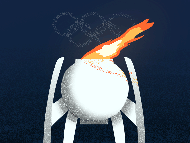 Olympic Torch - Pyeongchang 2018 2d animation animation cel animation flat flat animation frame by frame olympics snow sports traditional animation winter
