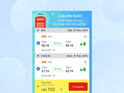 Cluster destacado | Vuelo con equipaje atomic design despegar flights mobile ui ux vuelos